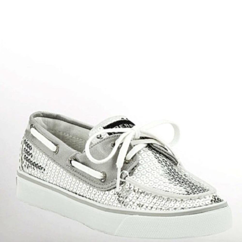SPERRY silver sequin shoes!